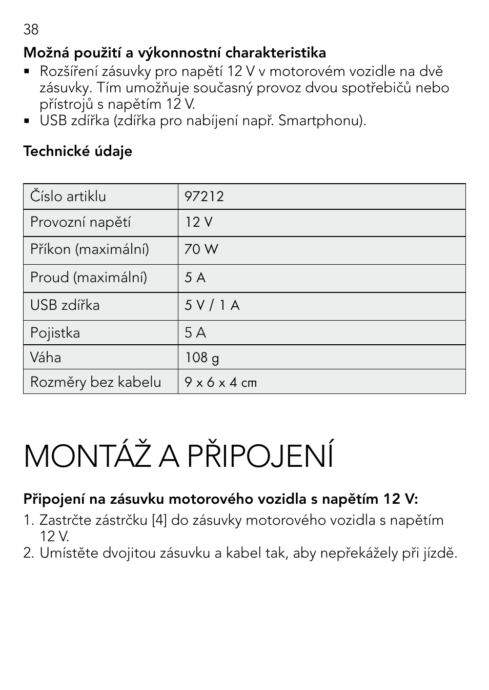Montáž a připojení | AEG DOUBLE PLUG SOCKET DB 70 User Manual | Page 38 / 54