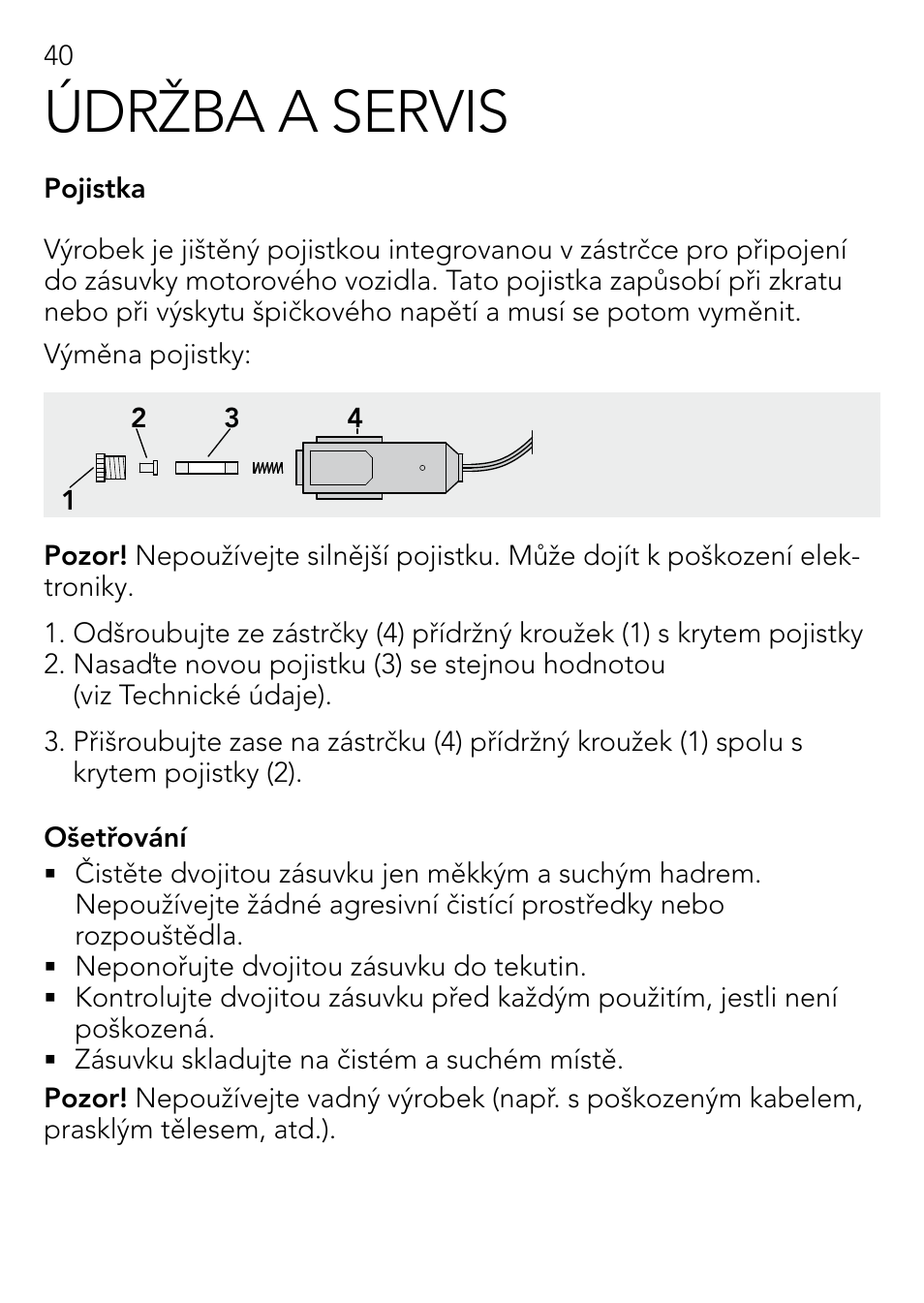 Údržba a servis | AEG DOUBLE PLUG SOCKET DB 70 User Manual | Page 40 / 54