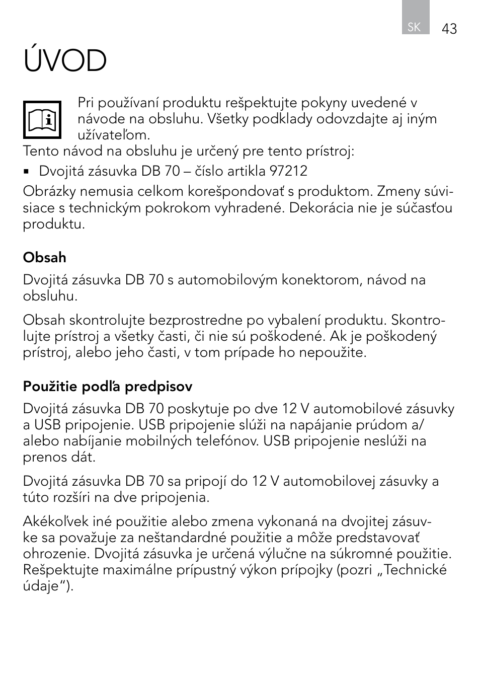 Úvod | AEG DOUBLE PLUG SOCKET DB 70 User Manual | Page 43 / 54