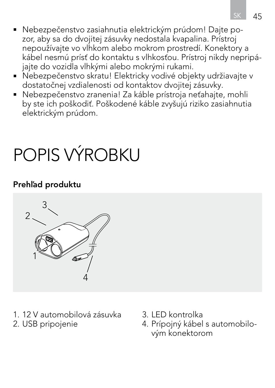 Popis výrobku | AEG DOUBLE PLUG SOCKET DB 70 User Manual | Page 45 / 54