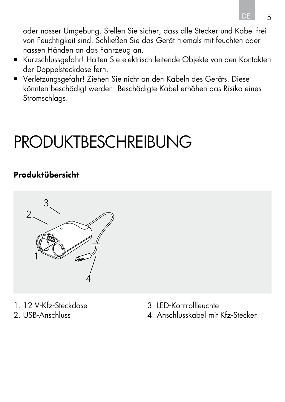 Produktbeschreibung | AEG DOUBLE PLUG SOCKET DB 70 User Manual | Page 5 / 54