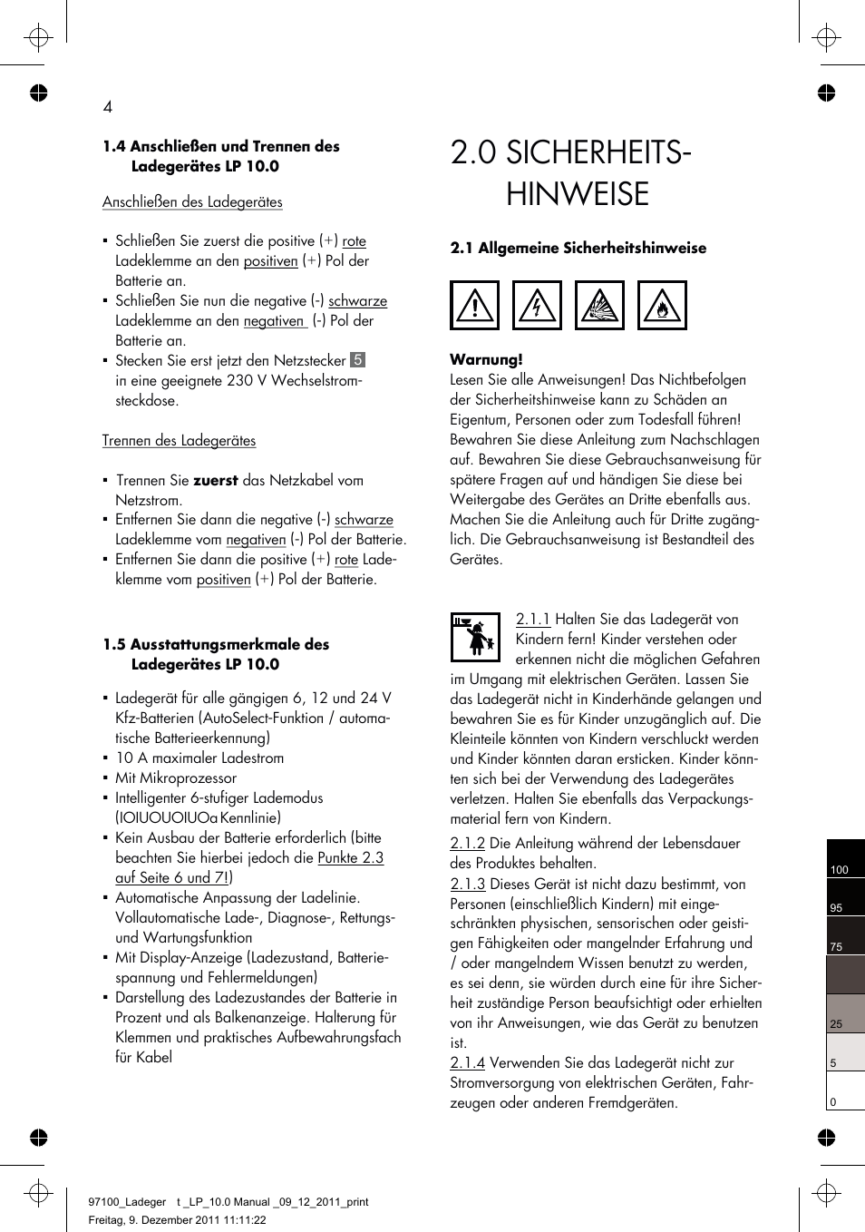 0 sicherheits- hinweise | AEG Battery Charger LP 10.0 User Manual | Page 4 / 98