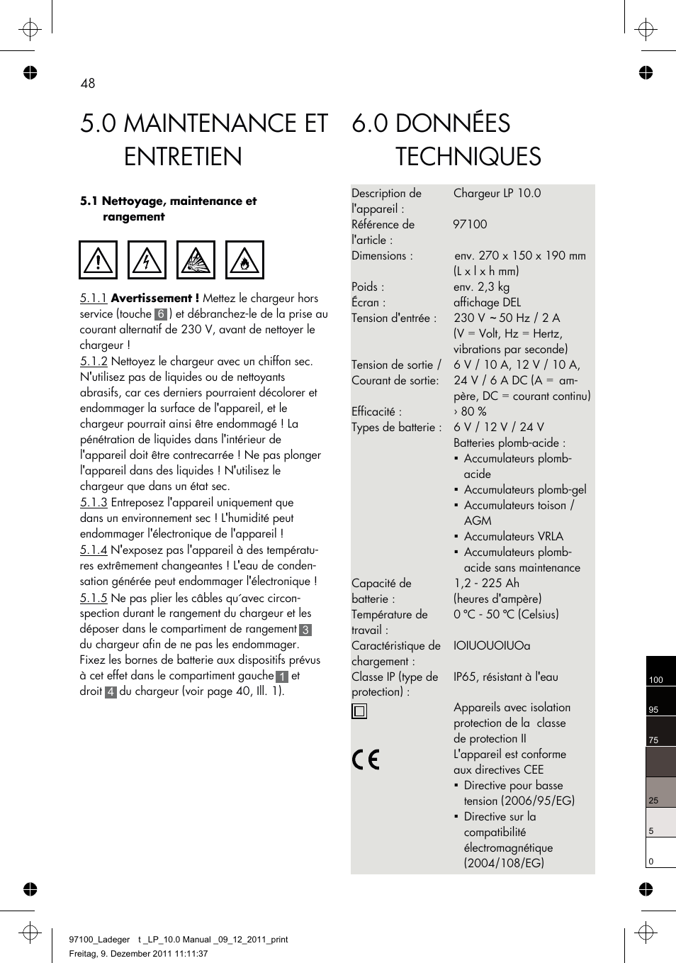 0 données techniques, 0 maintenance et entretien | AEG Battery Charger LP 10.0 User Manual | Page 48 / 98