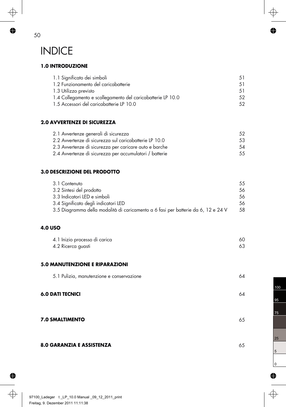 Indice | AEG Battery Charger LP 10.0 User Manual | Page 50 / 98