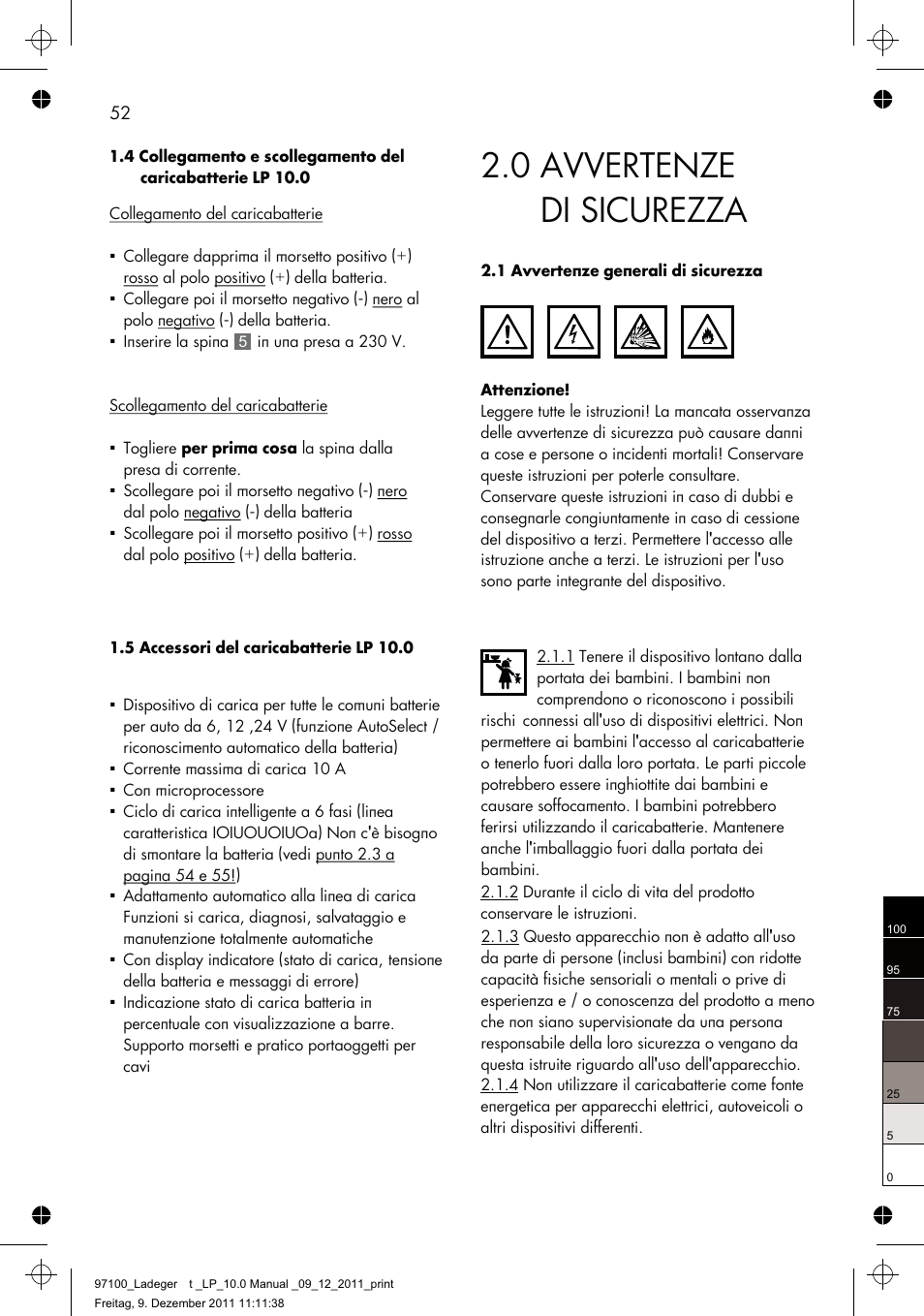 0 avvertenze di sicurezza | AEG Battery Charger LP 10.0 User Manual | Page 52 / 98