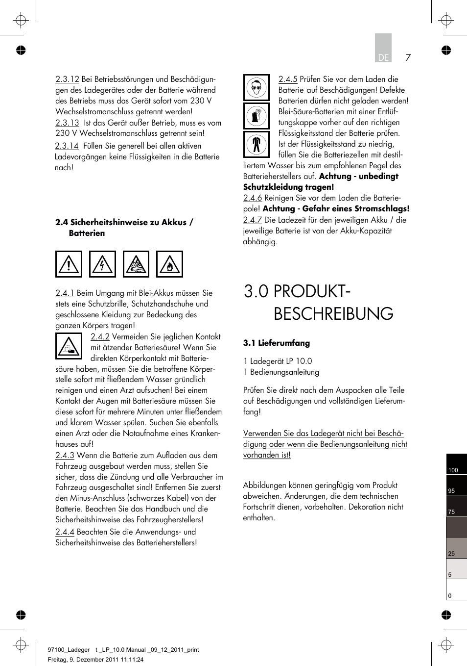 0 produkt- beschreibung | AEG Battery Charger LP 10.0 User Manual | Page 7 / 98