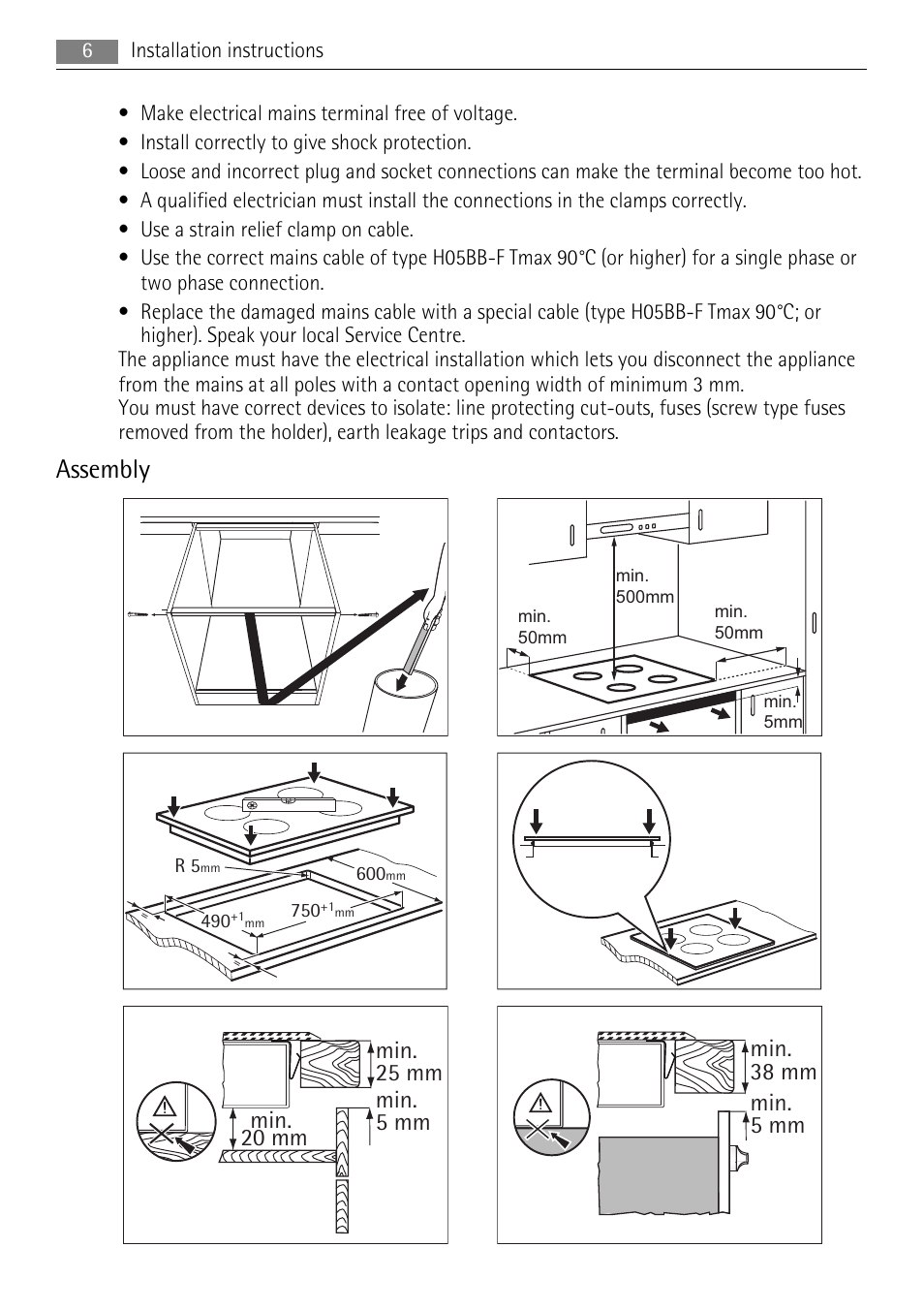 Assembly | AEG HK654400XB User Manual | Page 6 / 20