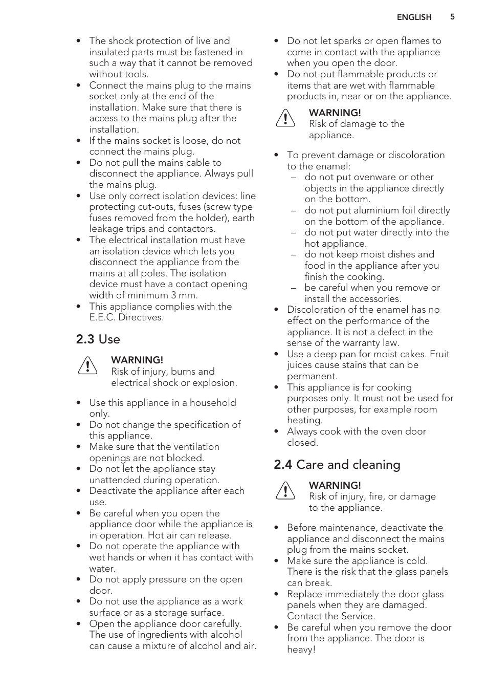 3 use, 4 care and cleaning | AEG BE5304001B User Manual | Page 5 / 32