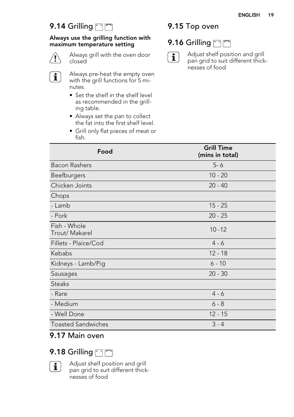 14 grilling | AEG DE4003000M User Manual | Page 19 / 64