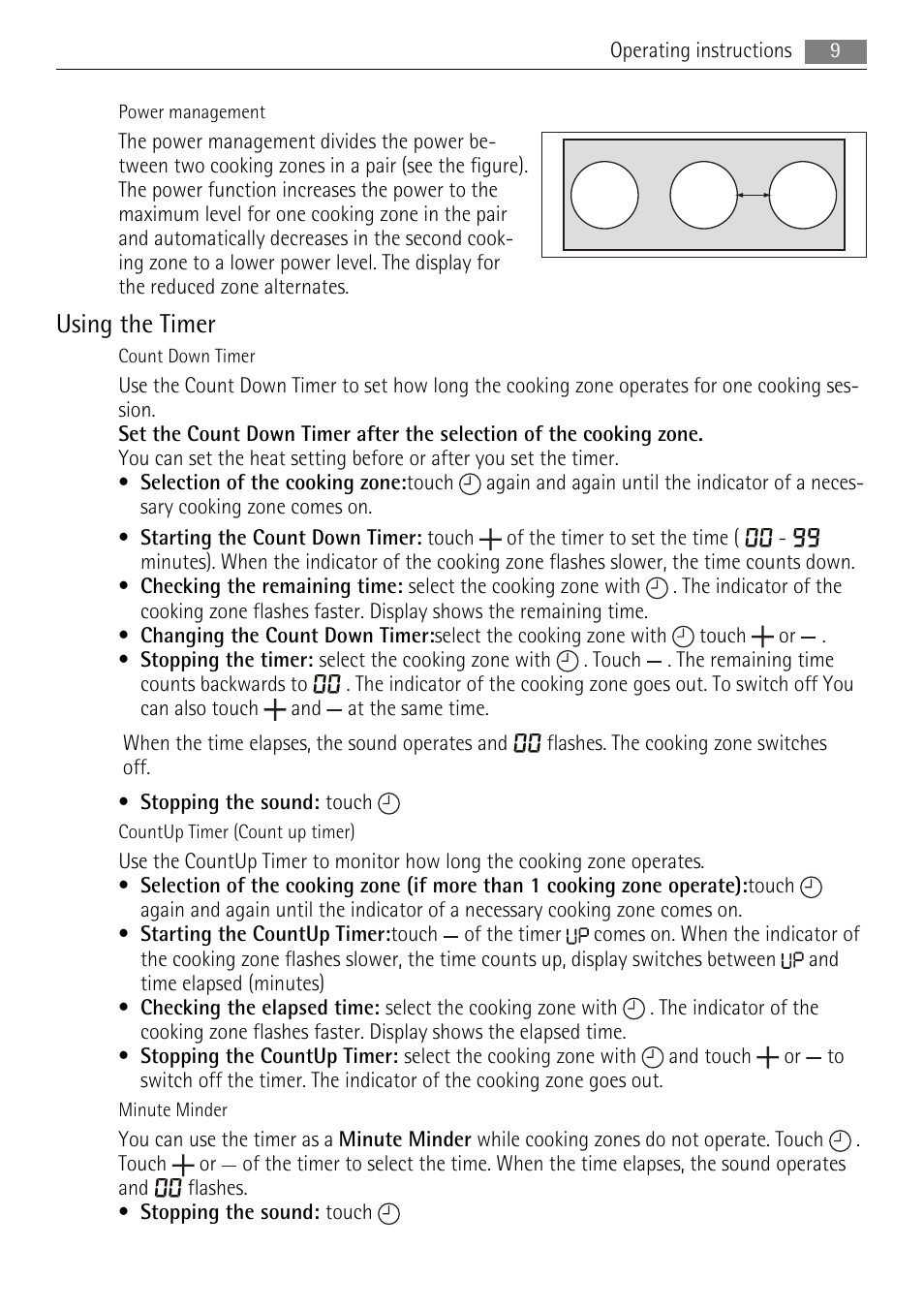 Using the timer | AEG HK654200FB User Manual | Page 9 / 16
