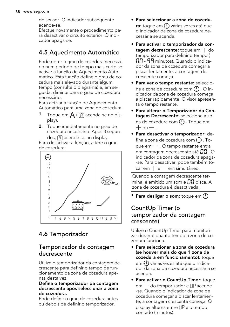 5 aquecimento automático | AEG HK683320XG User Manual | Page 38 / 48