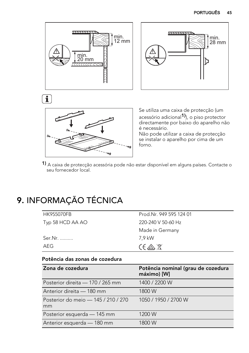 Informação técnica | AEG HK683320XG User Manual | Page 45 / 48