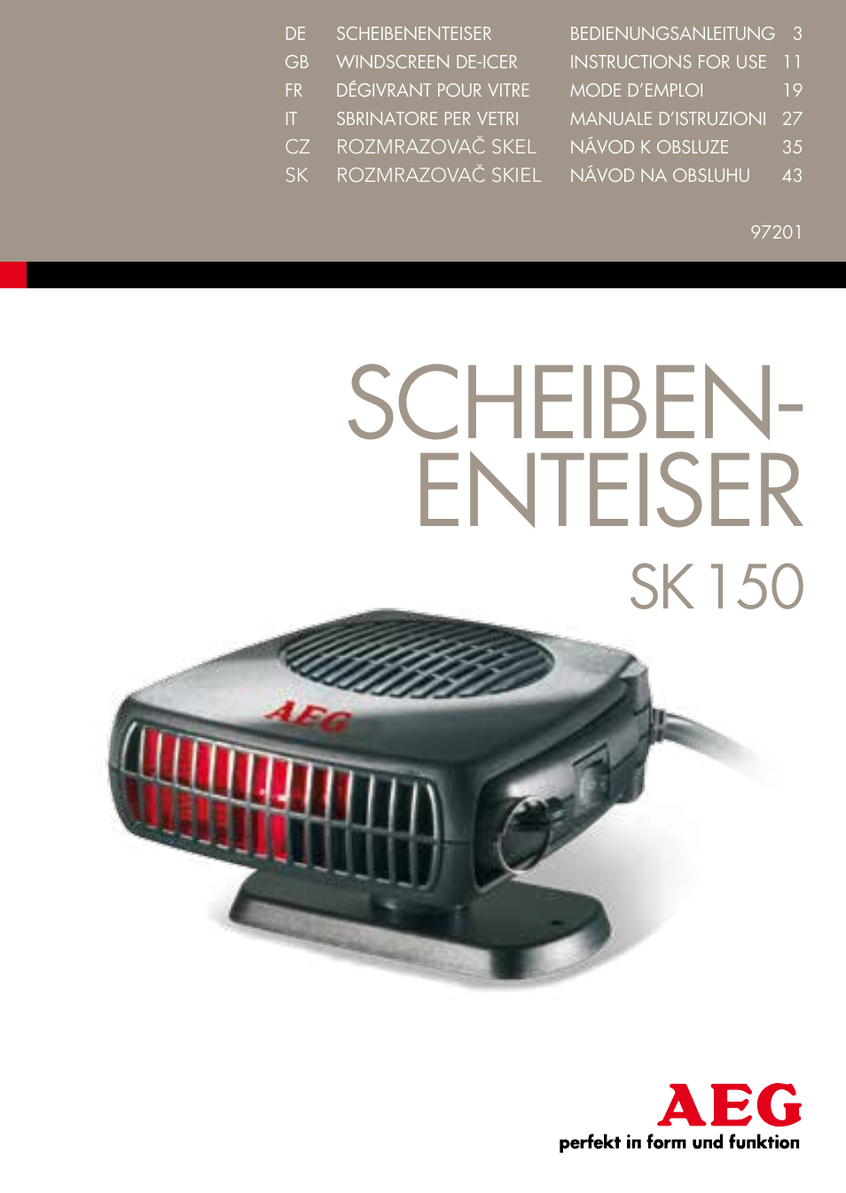 AEG Windscreen De-icer & Fan SK 150 User Manual | 52 pages
