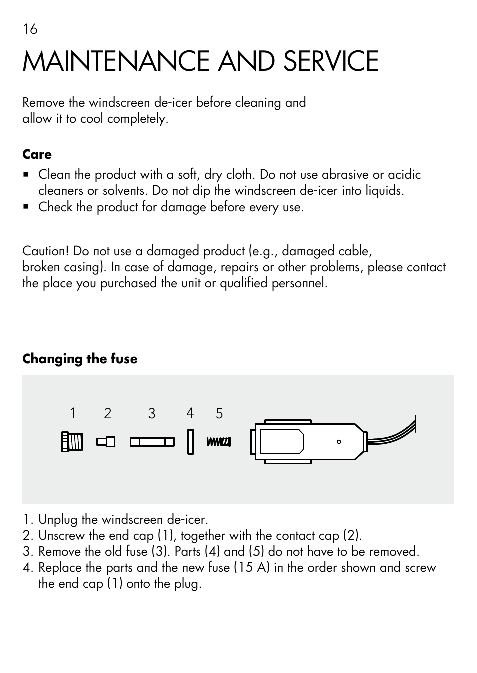 Maintenance and service | AEG Windscreen De-icer & Fan SK 150 User Manual | Page 16 / 52