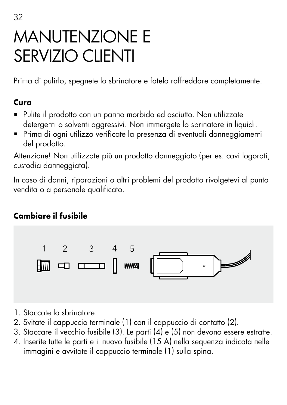 Manutenzione e servizio clienti | AEG Windscreen De-icer & Fan SK 150 User Manual | Page 32 / 52