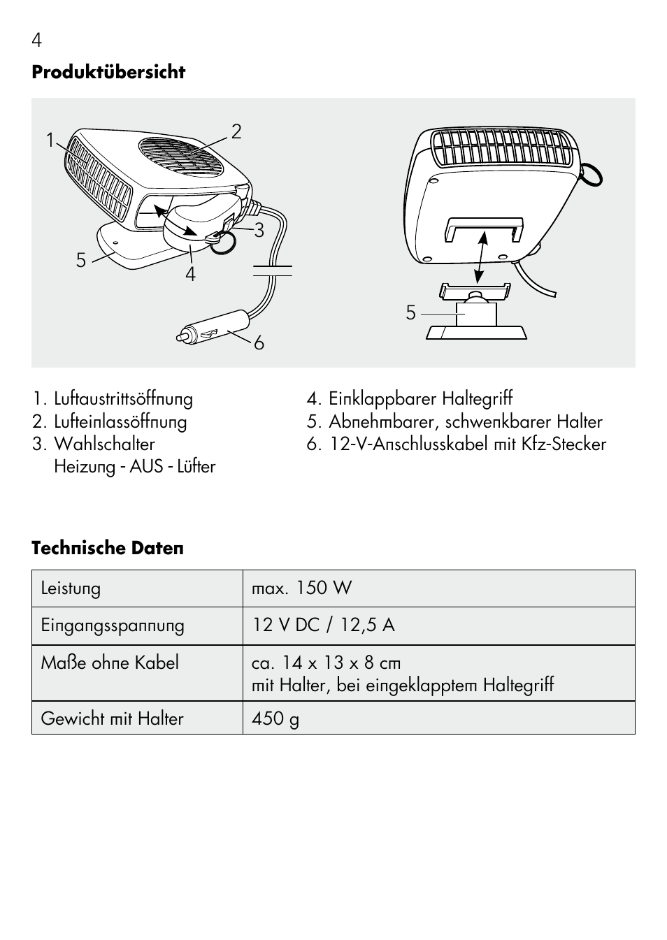 AEG Windscreen De-icer & Fan SK 150 User Manual | Page 4 / 52