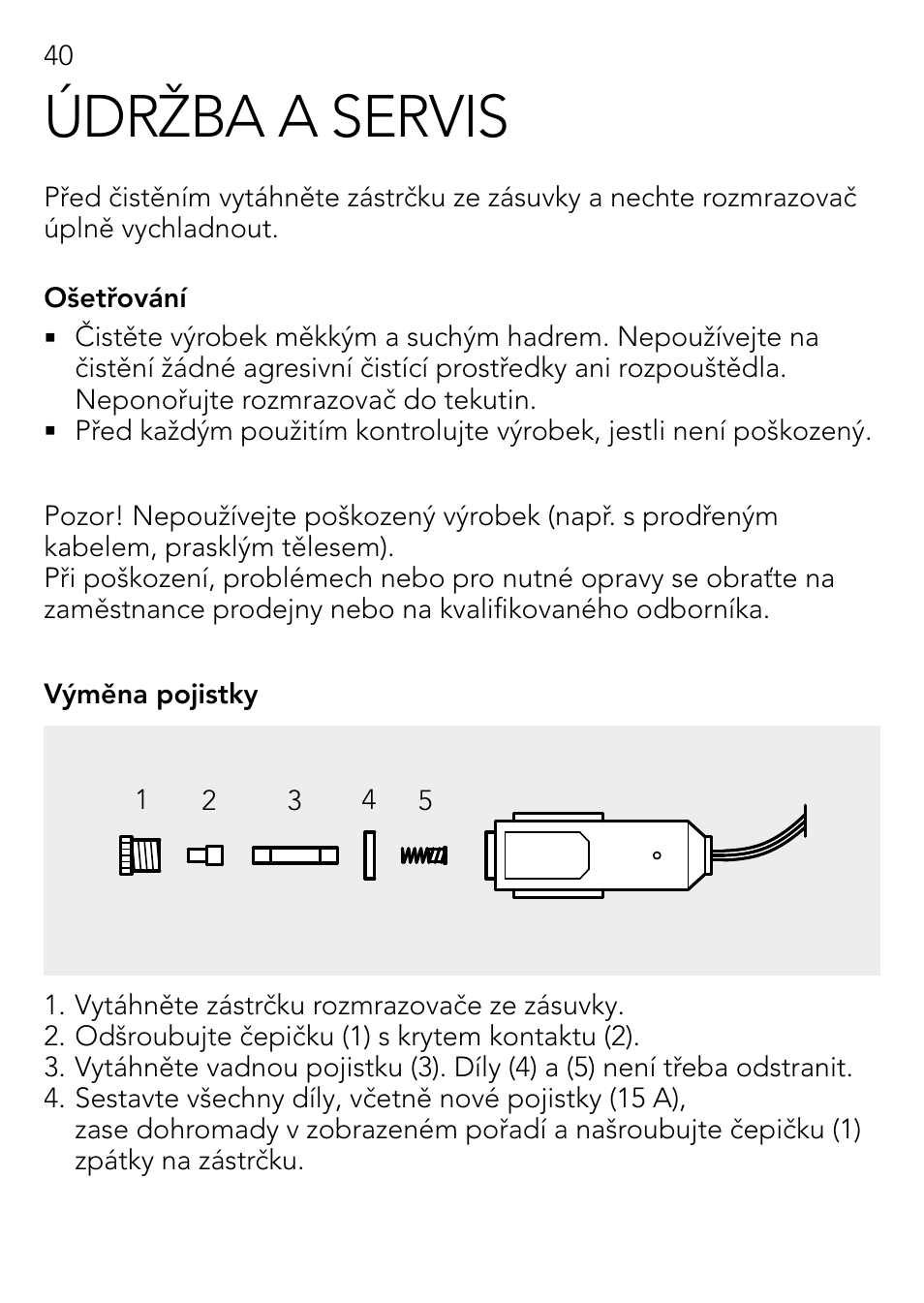 Údržba a servis | AEG Windscreen De-icer & Fan SK 150 User Manual | Page 40 / 52