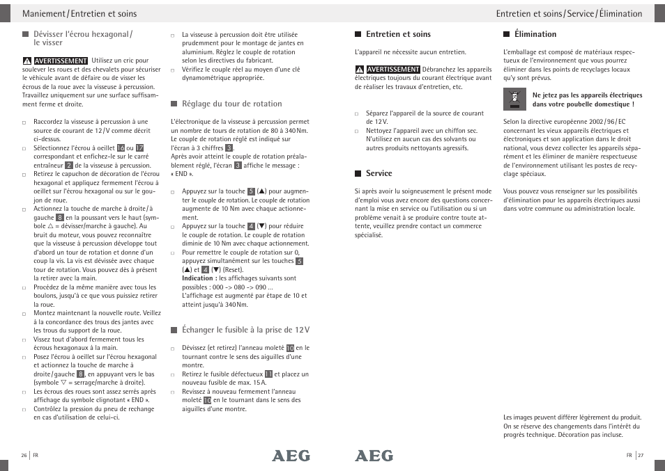 AEG Impact Wrench SD 340 User Manual | Page 12 / 24
