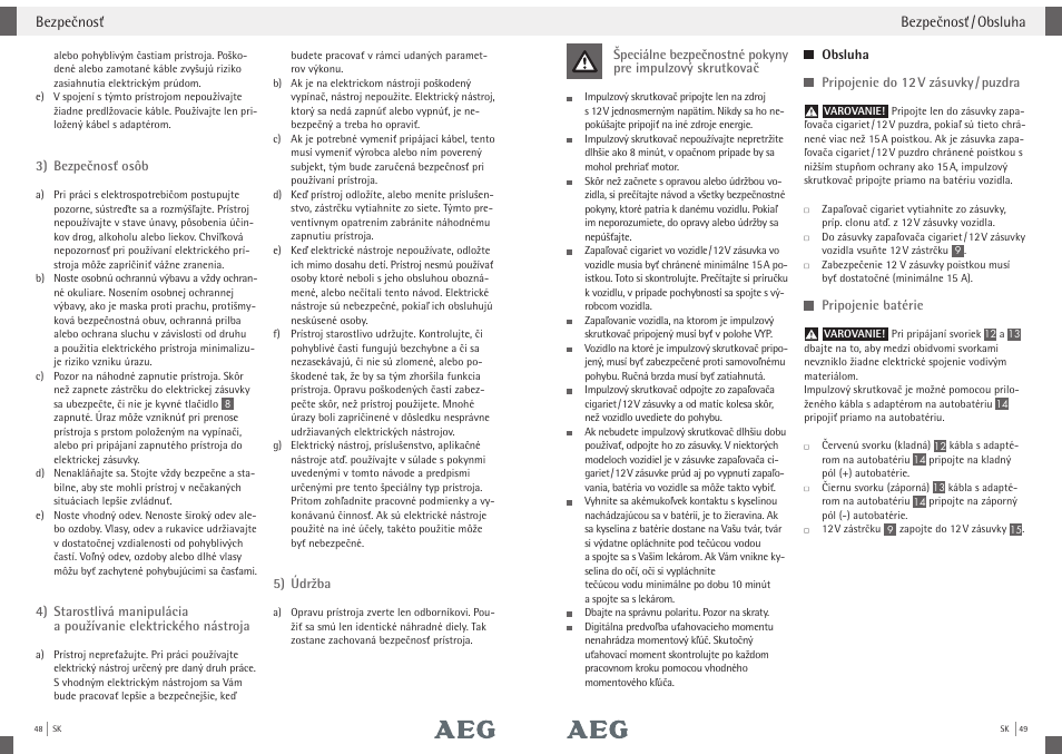 AEG Impact Wrench SD 340 User Manual | Page 23 / 24