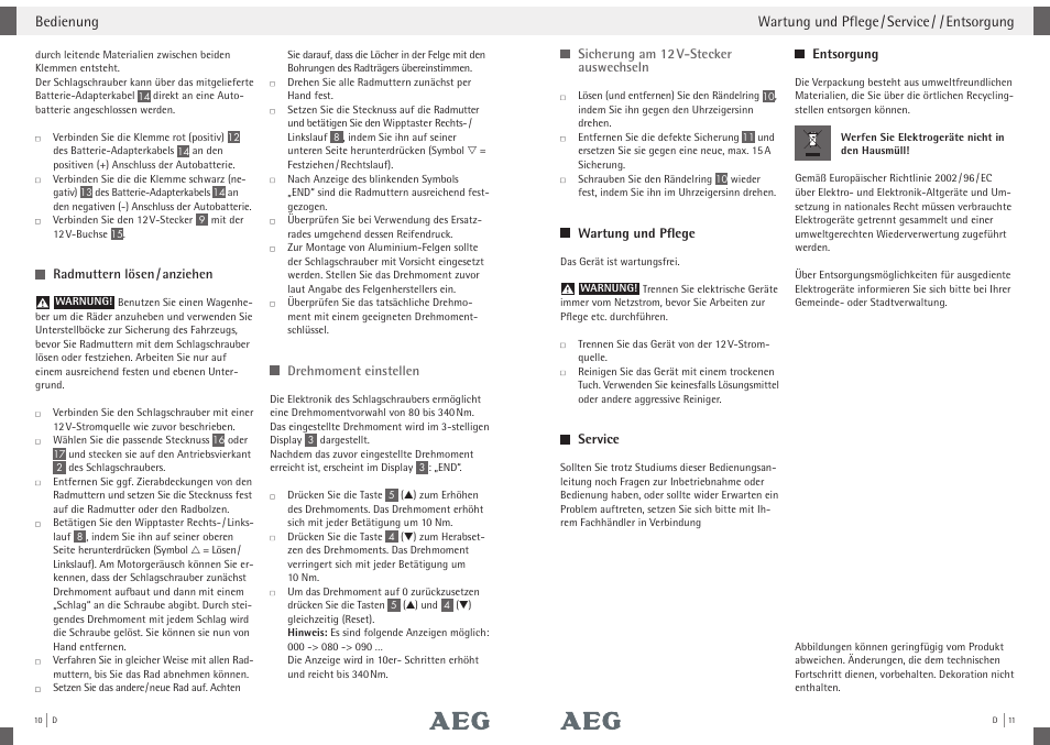 AEG Impact Wrench SD 340 User Manual | Page 4 / 24