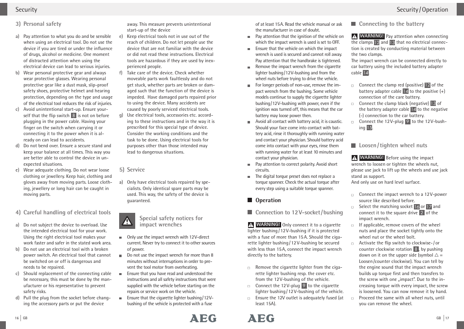 AEG Impact Wrench SD 340 User Manual | Page 7 / 24