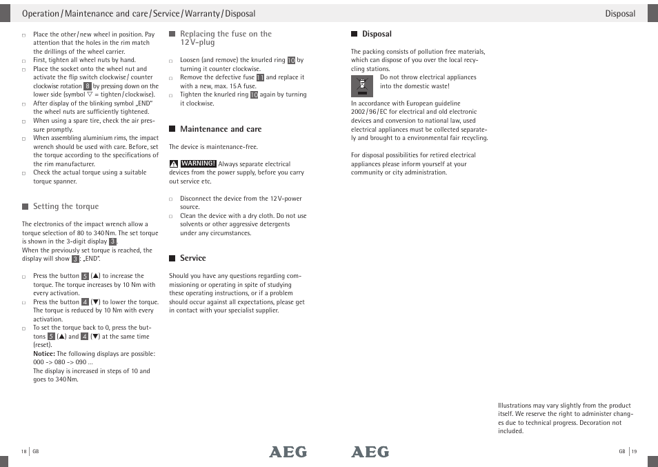AEG Impact Wrench SD 340 User Manual | Page 8 / 24