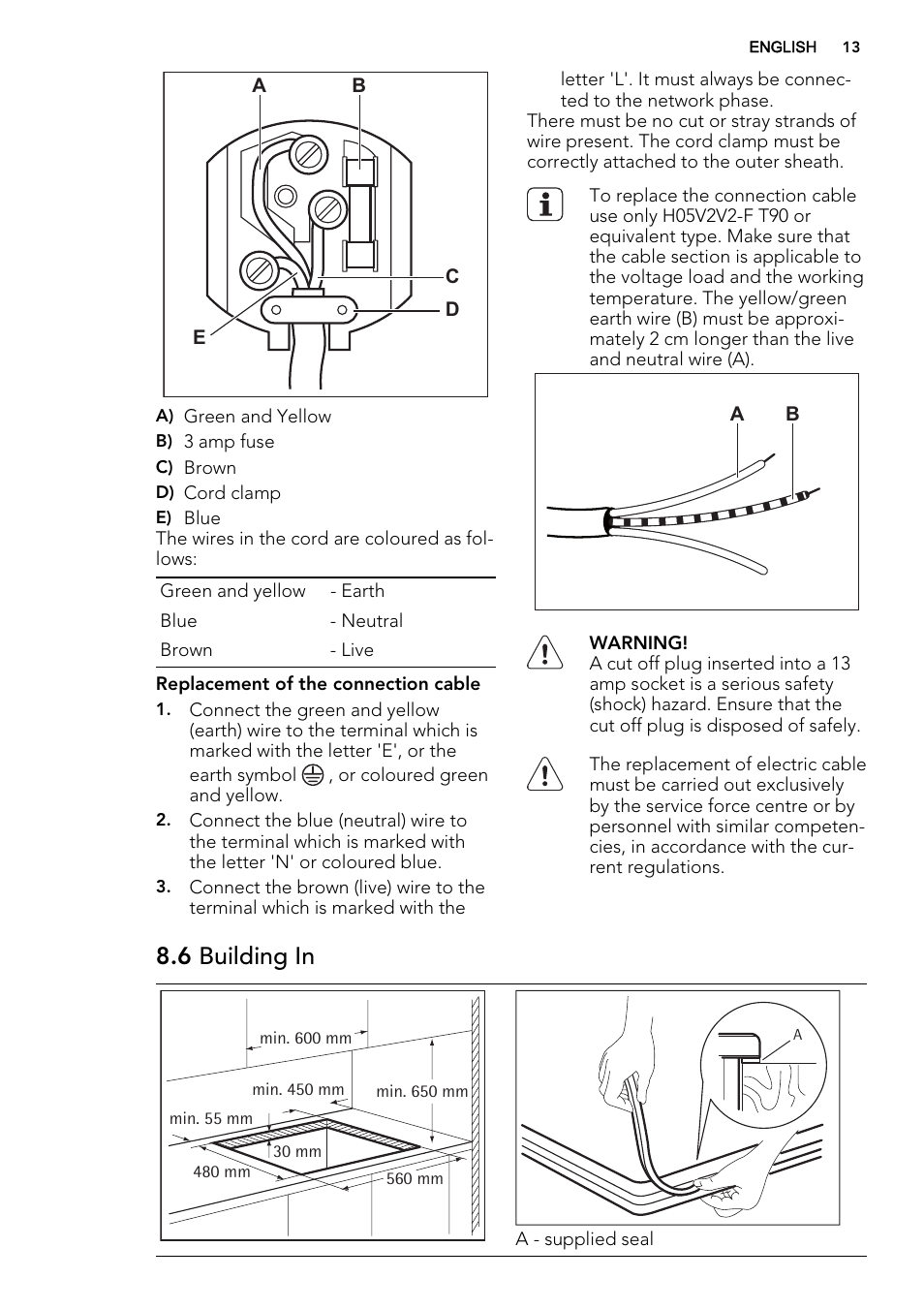 6 building in | AEG HG795440XB User Manual | Page 13 / 16