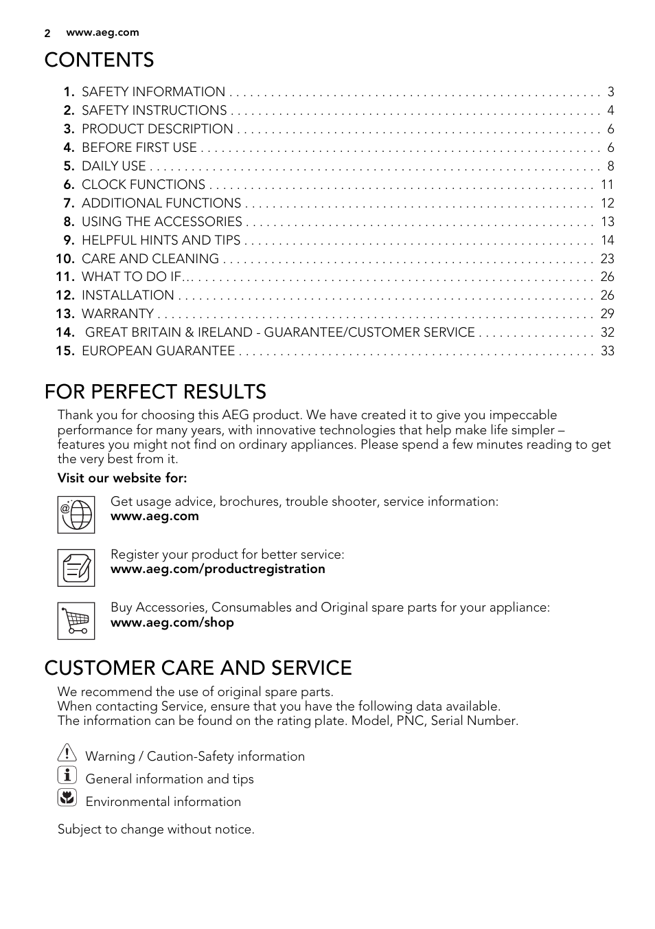 AEG DE4003000M User Manual | Page 2 / 68