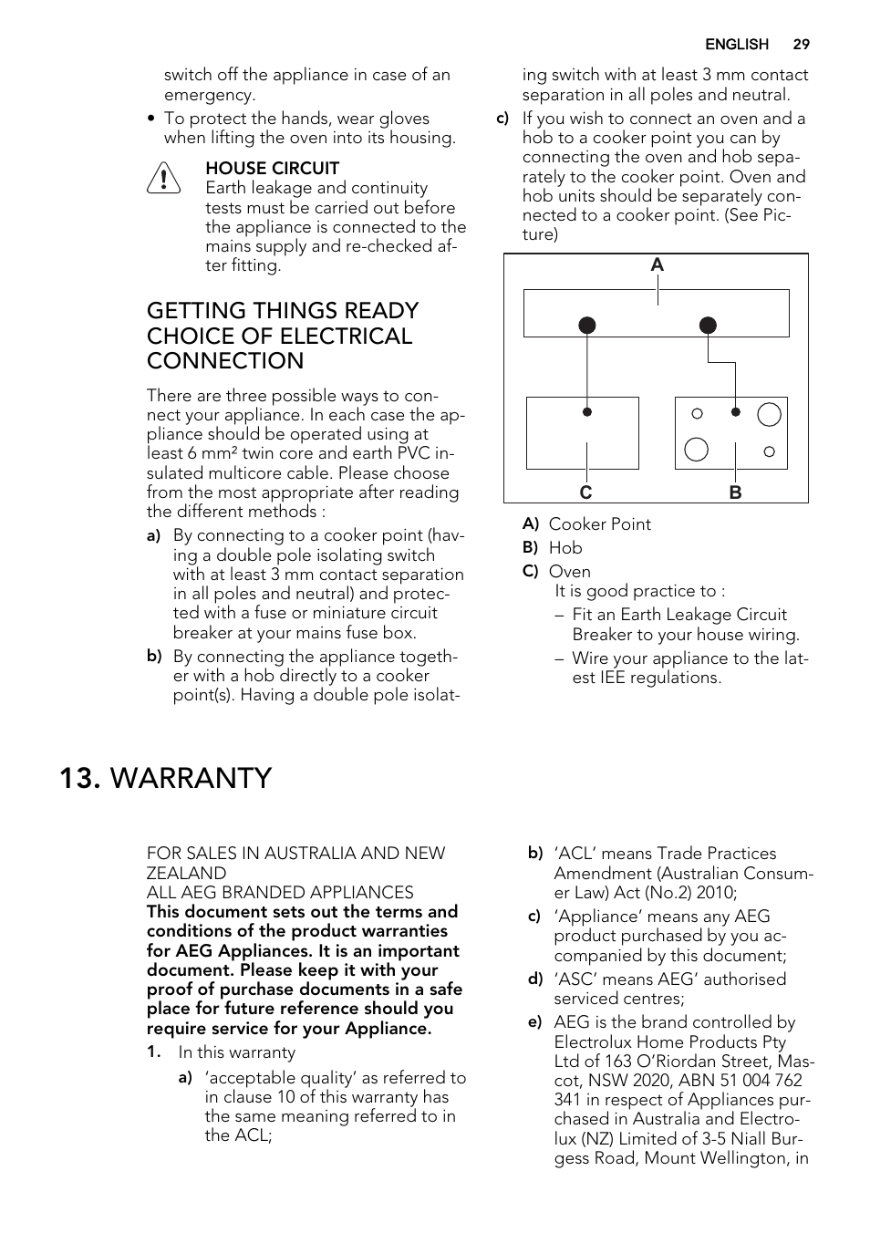 Warranty | AEG DE4003000M User Manual | Page 29 / 68