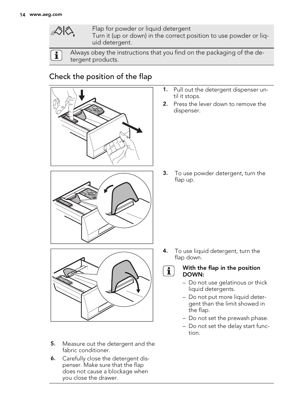 Check the position of the flap | AEG L61470BI User Manual | Page 14 / 32