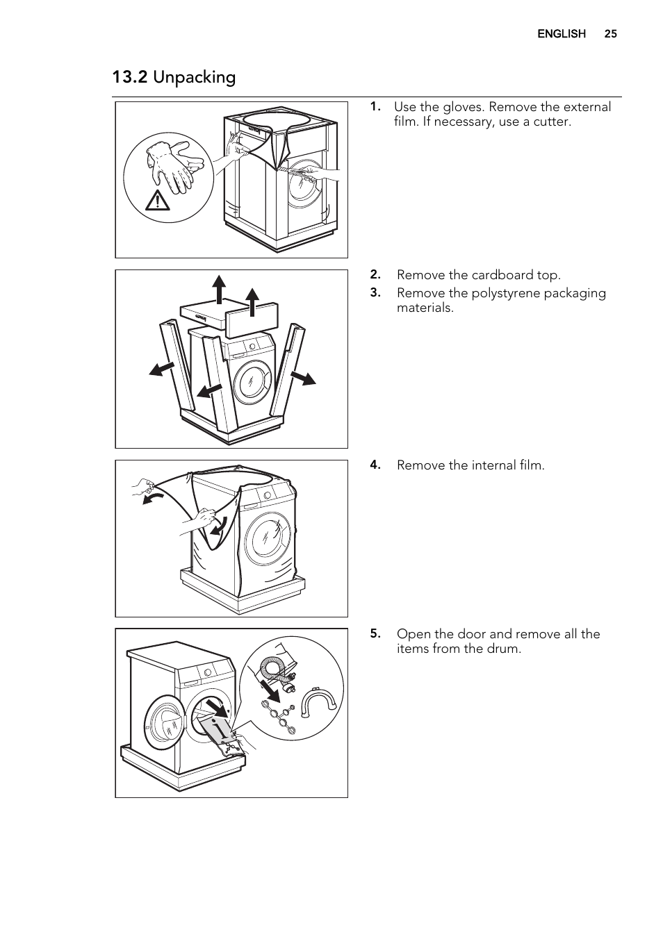 2 unpacking | AEG L61470BI User Manual | Page 25 / 32