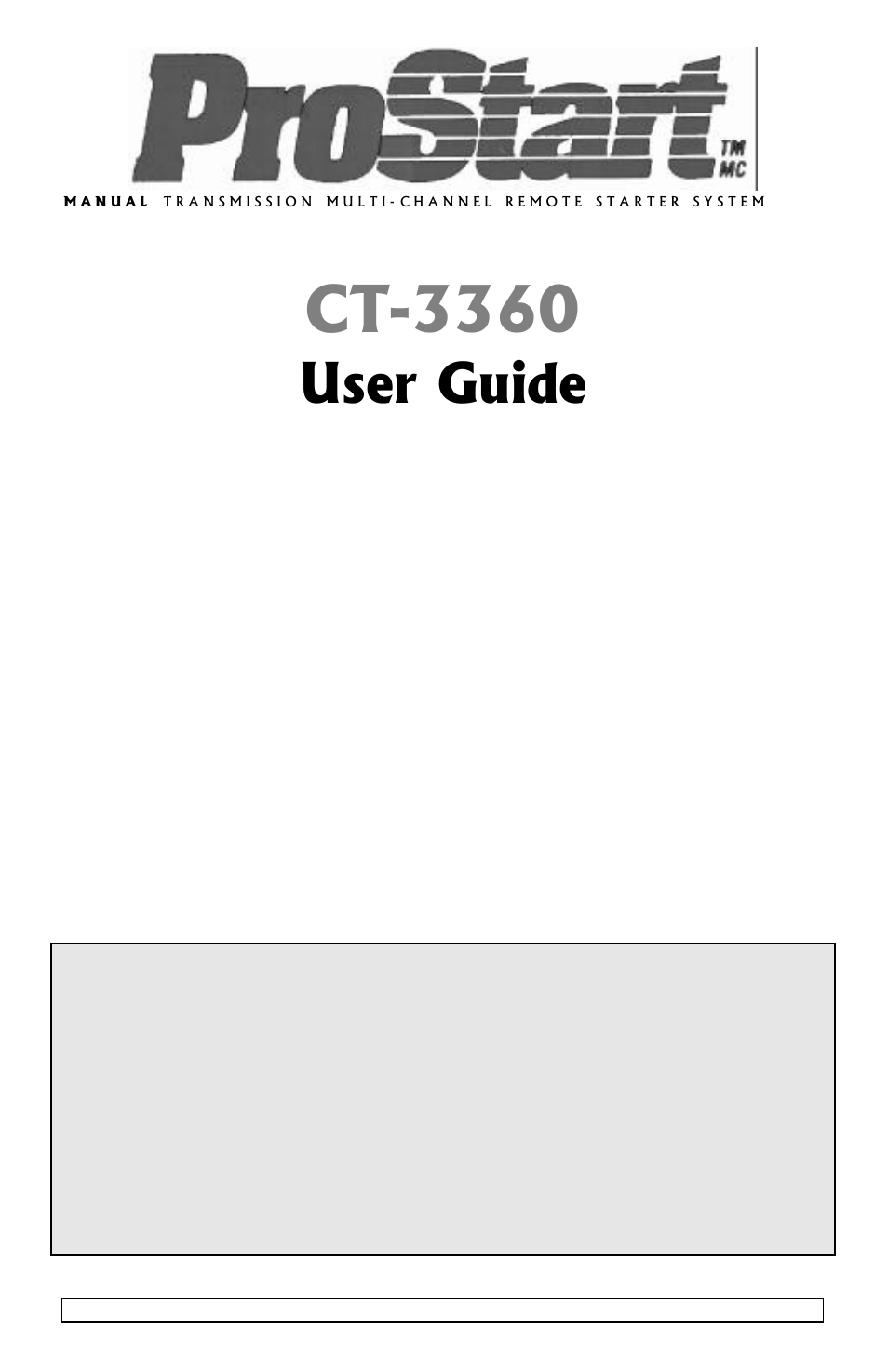 Autostart CT-3360 User Manual | 7 pages