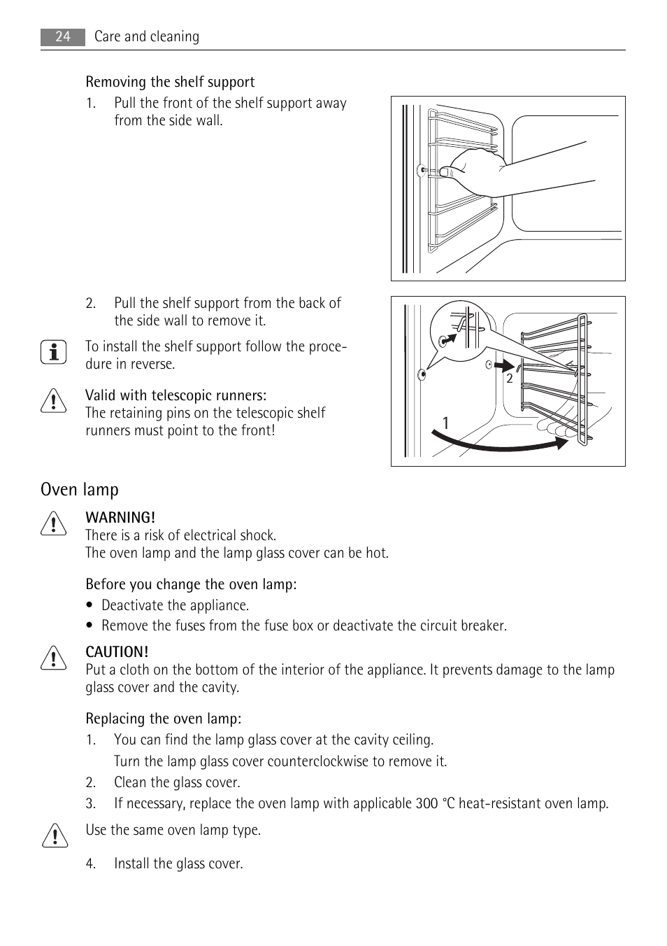 Oven lamp | AEG BE2003021M User Manual | Page 24 / 36