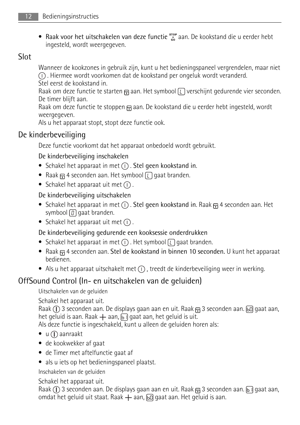 Slot, De kinderbeveiliging | AEG HK614010BB User Manual | Page 12 / 64