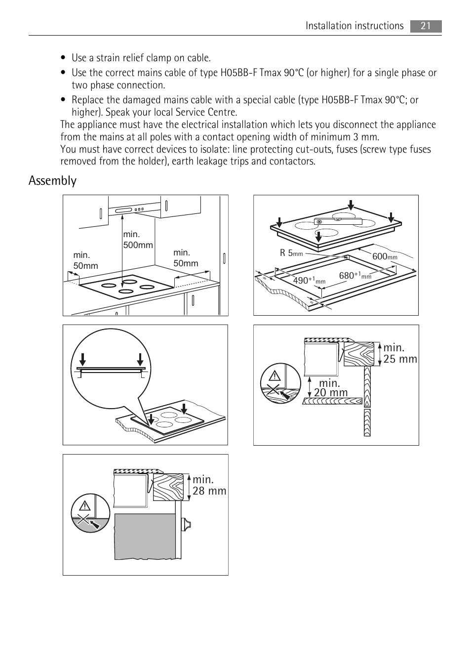 Assembly | AEG HK614010BB User Manual | Page 21 / 64