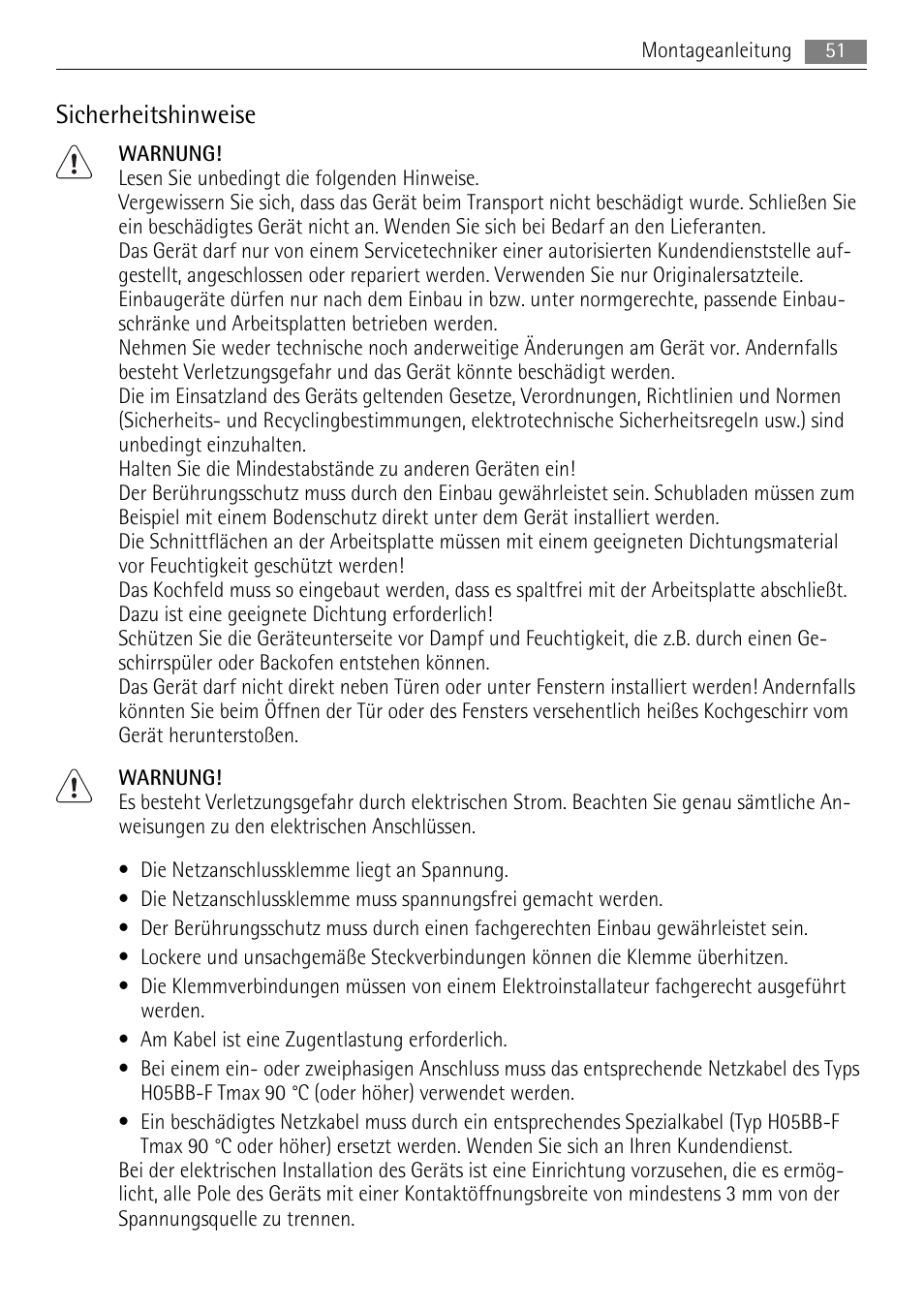 Sicherheitshinweise | AEG HK614010BB User Manual | Page 51 / 64