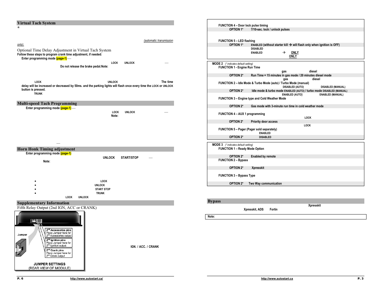 Virtual tach system, Multi-speed tach programming i, Horn honk timing adjustment | Supinlementirt information, P. 6 p. 3 | Autostart SERIAL INTERFACE DVM-2845CI User Manual | Page 3 / 4