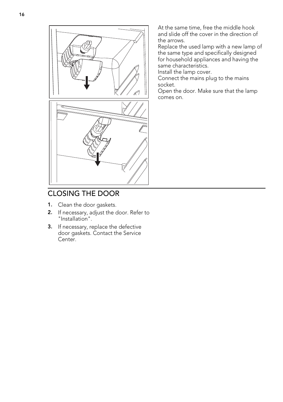 Closing the door | AEG SWS98820L0 User Manual | Page 16 / 24
