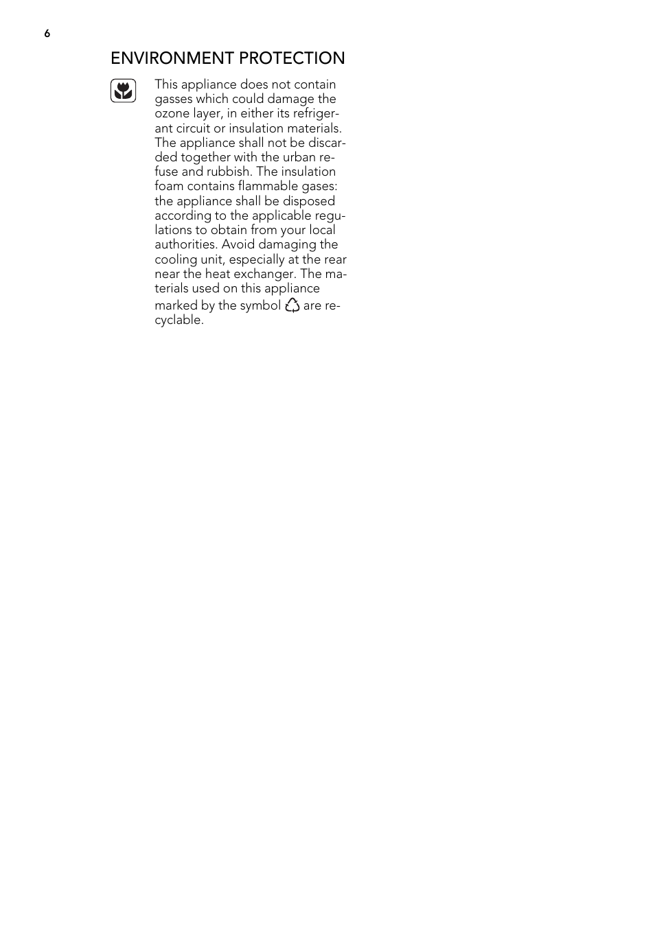 Environment protection | AEG SWS98820L0 User Manual | Page 6 / 24