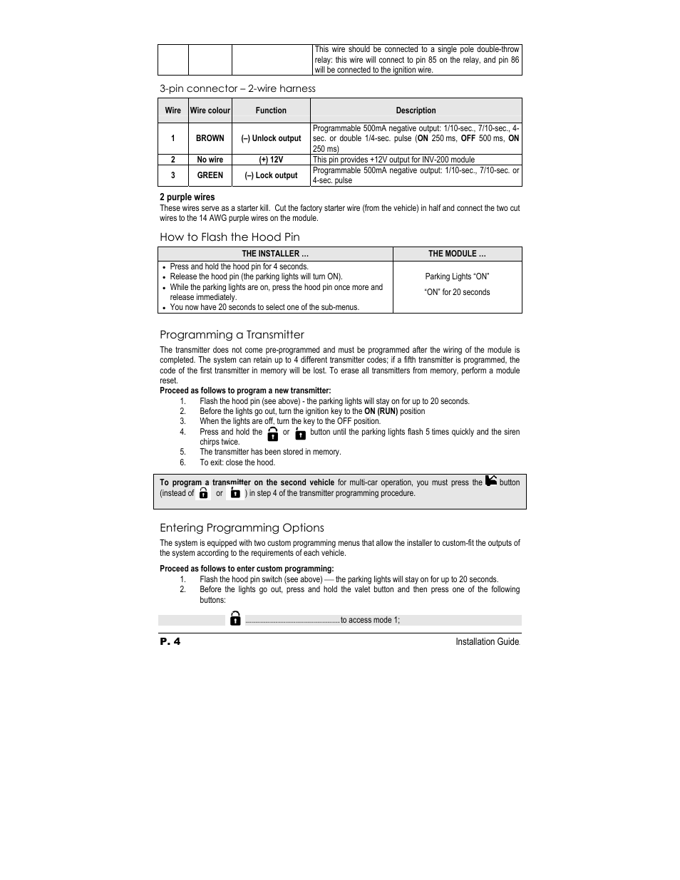 Autostart Keyless Entry and Alarm System ASL-550 User Manual | Page 4 / 8