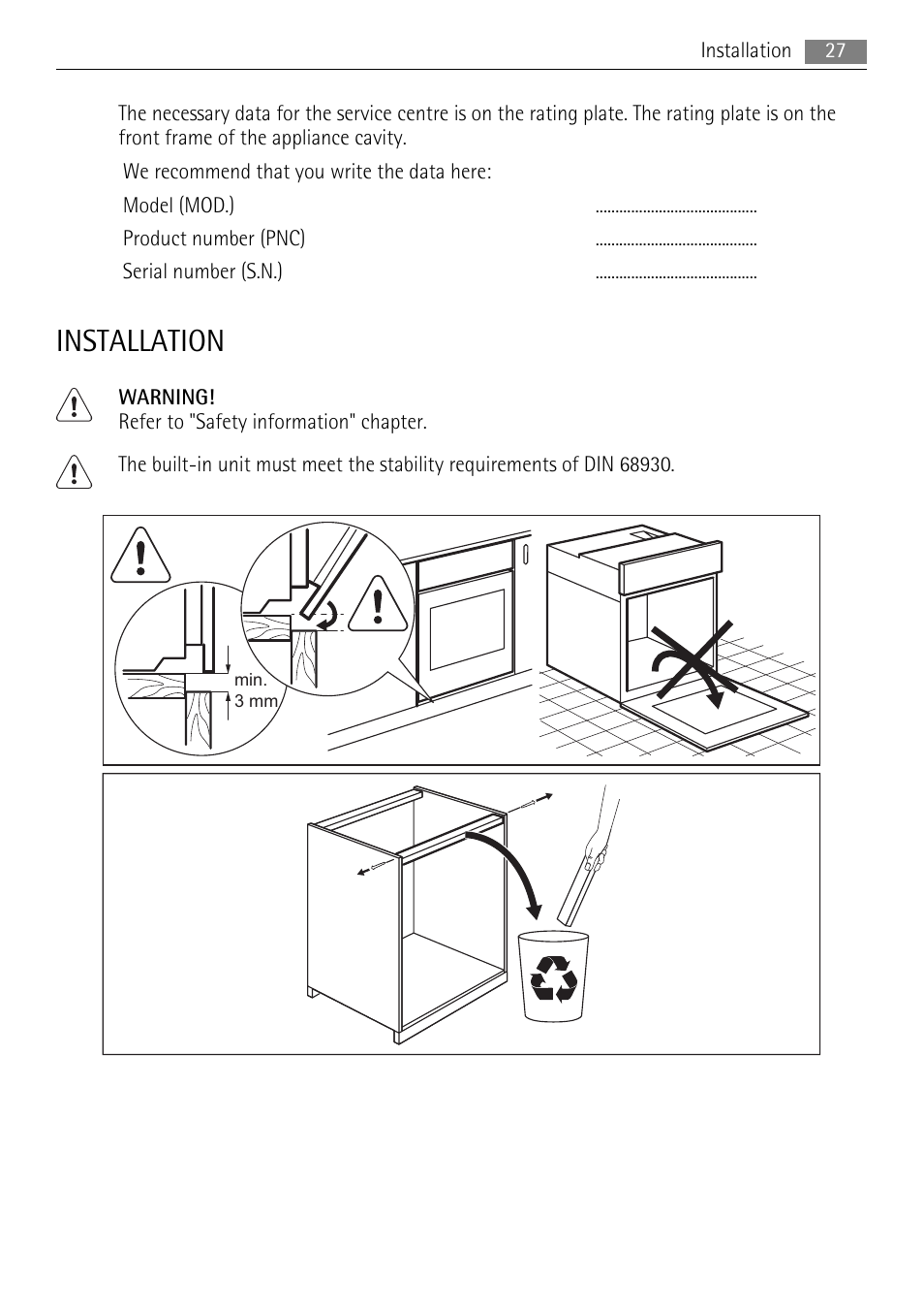 Installation | AEG BP5304001W User Manual | Page 27 / 36