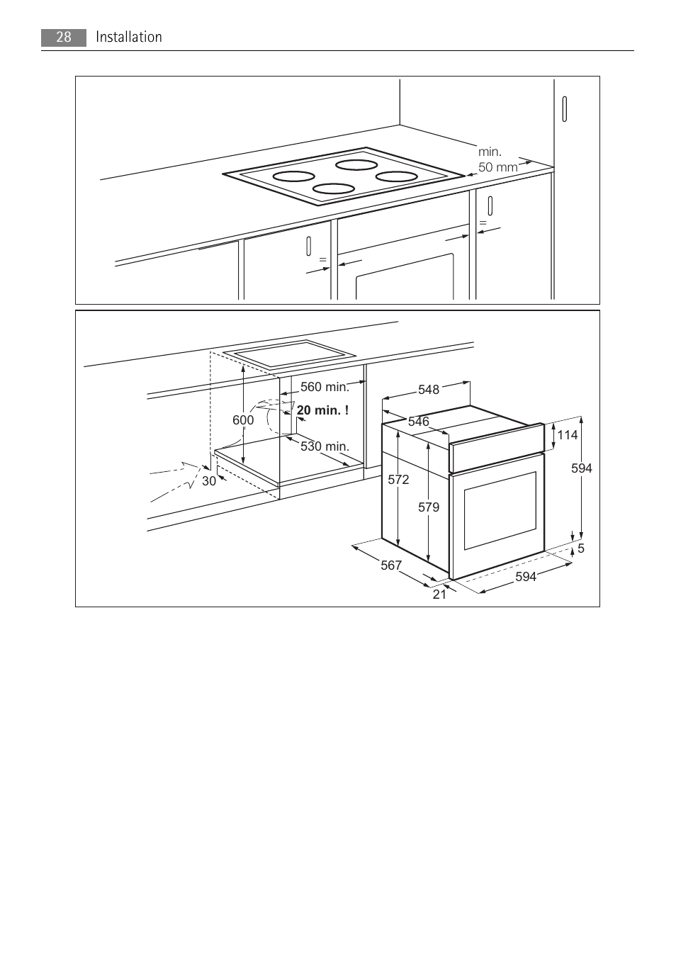 28 installation | AEG BP5304001W User Manual | Page 28 / 36