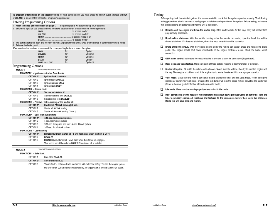 Autostart Two-way Led Automatic Transmission Remote Starter User Manual | Page 2 / 4