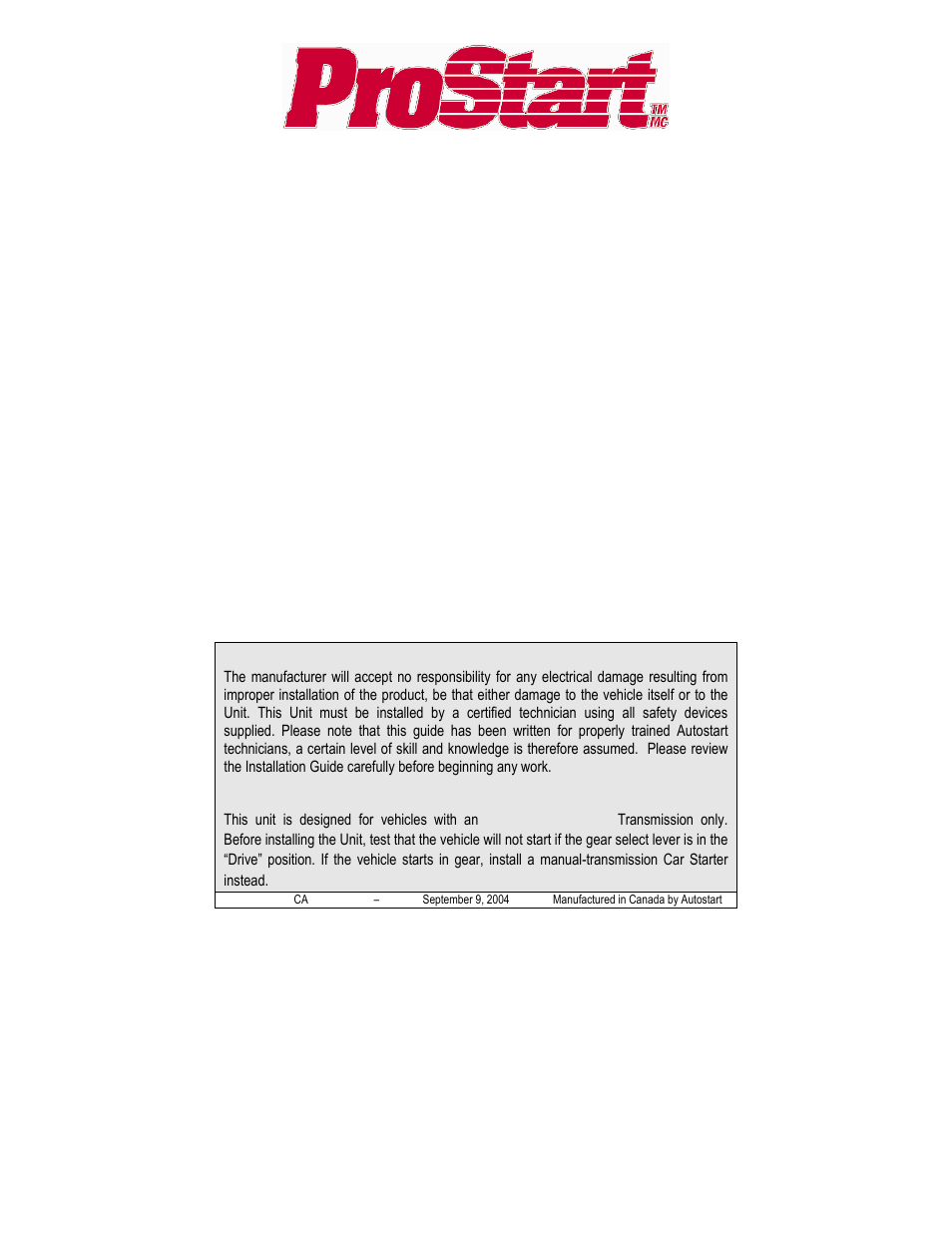 Autostart CT-5000 User Manual | 29 pages