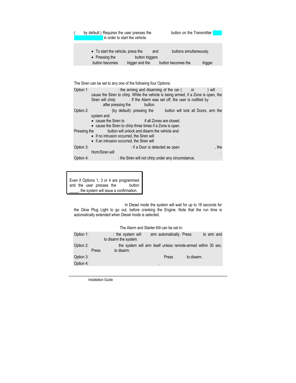 Safe start (child safety mode), Siren or horn chirps, Vehicle type – gas or diesel | Passive or active arming | Autostart CT-5000 User Manual | Page 17 / 29