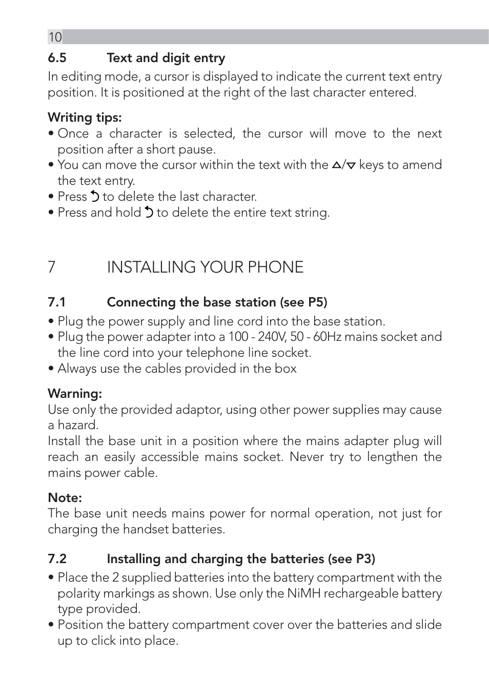 7installing your phone | AEG Voxtel D555 User Manual | Page 10 / 120