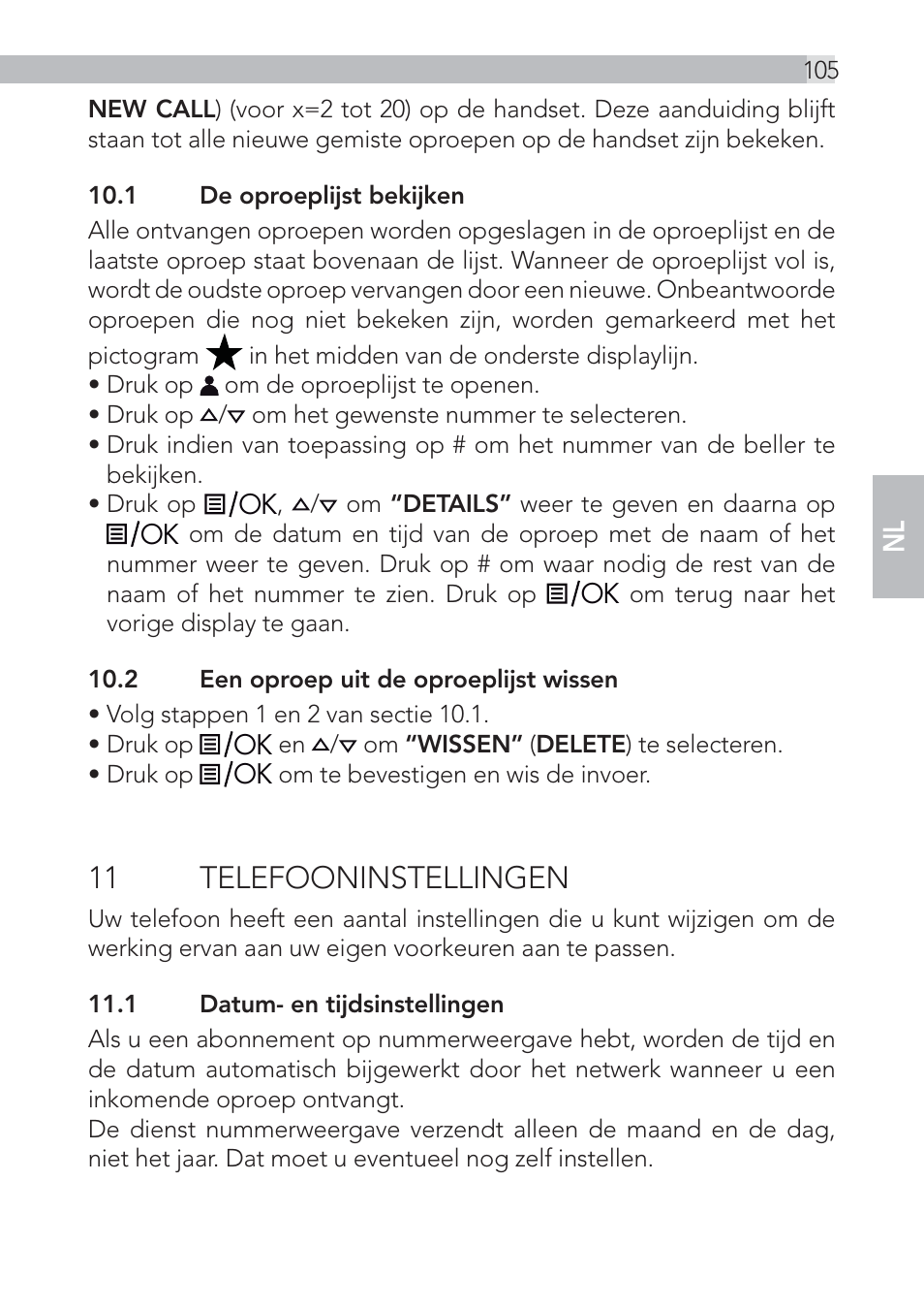 11 telefooninstellingen | AEG Voxtel D555 User Manual | Page 105 / 120