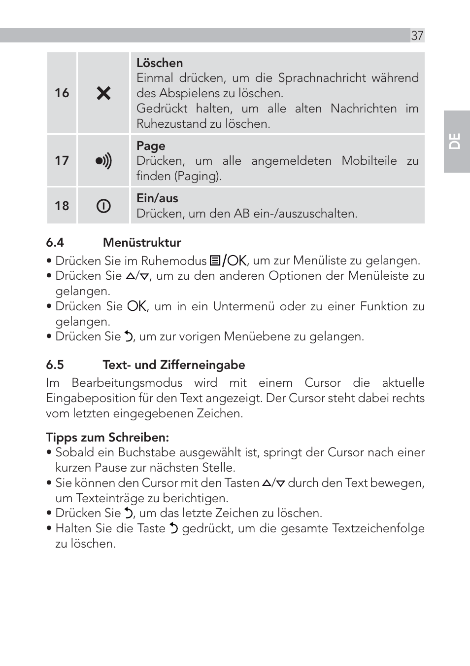 AEG Voxtel D555 User Manual | Page 37 / 120