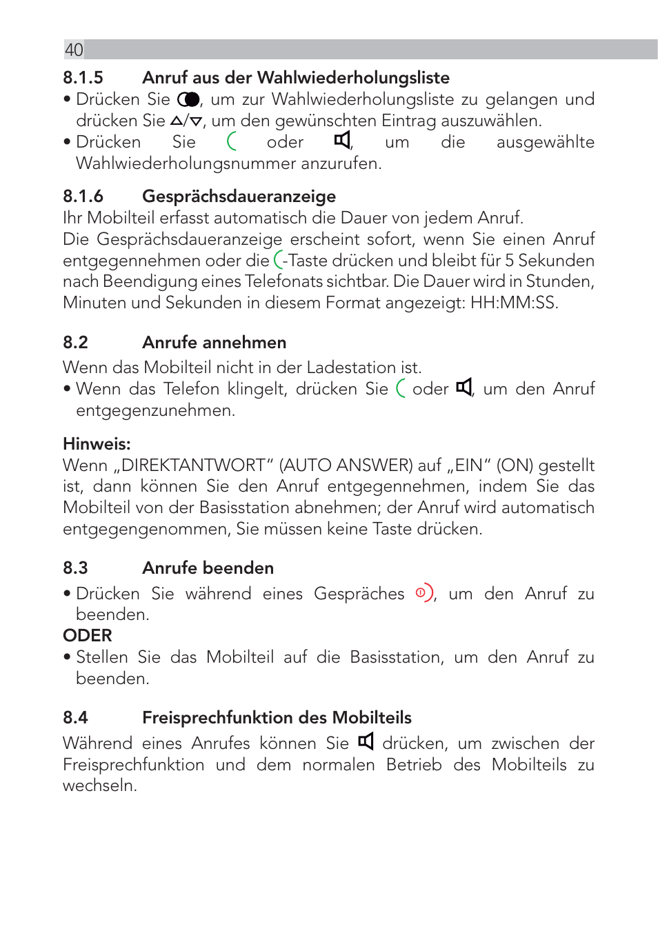 AEG Voxtel D555 User Manual | Page 40 / 120