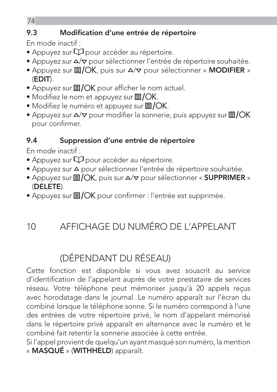 AEG Voxtel D555 User Manual | Page 74 / 120